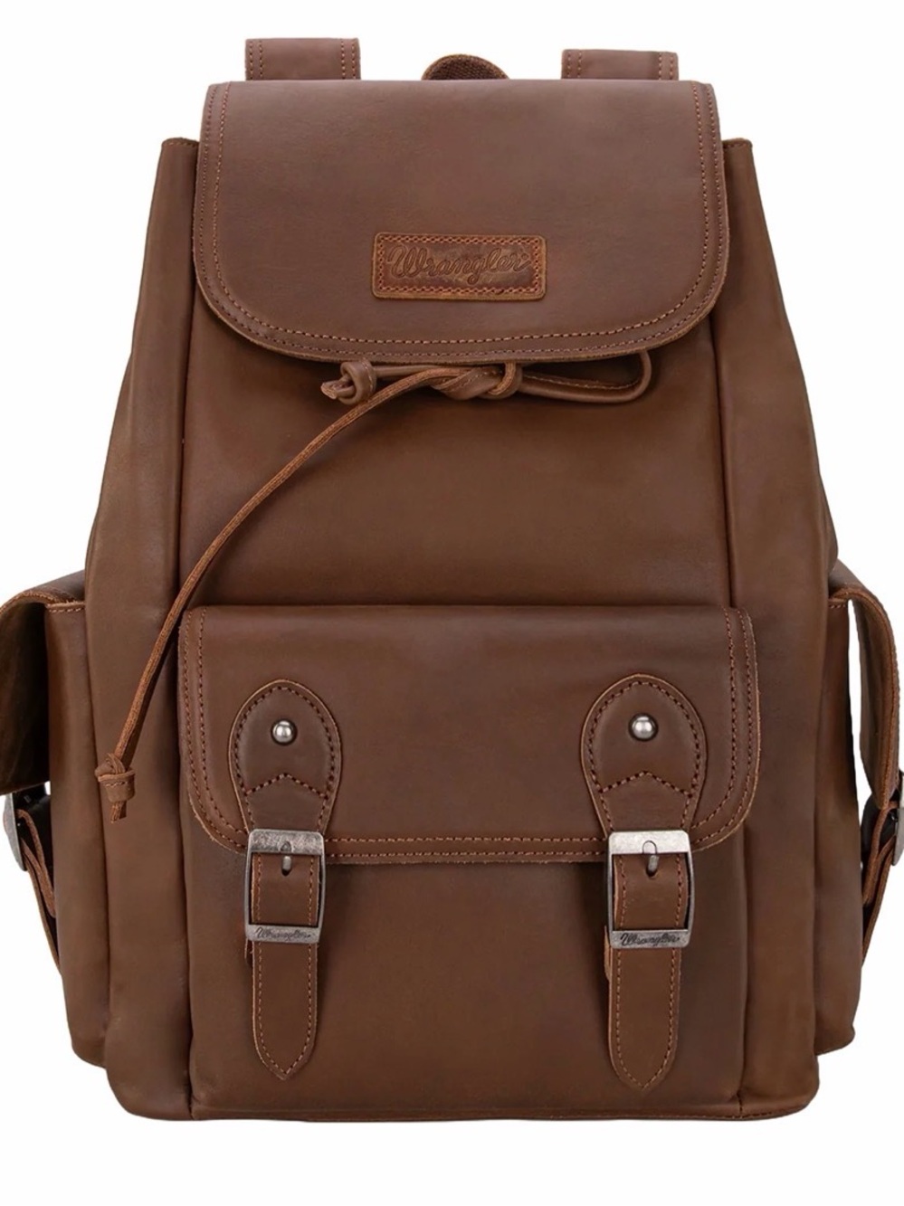 Wrangler Ladies 100% Genuine Distressed Leather Brown Backpack